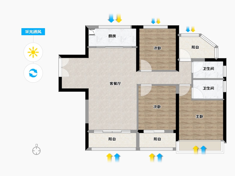 浙江省-温州市-国鸿柏悦府-96.80-户型库-采光通风