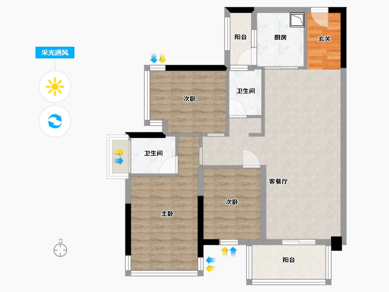 广西壮族自治区-南宁市-天健城天境-86.00-户型库-采光通风