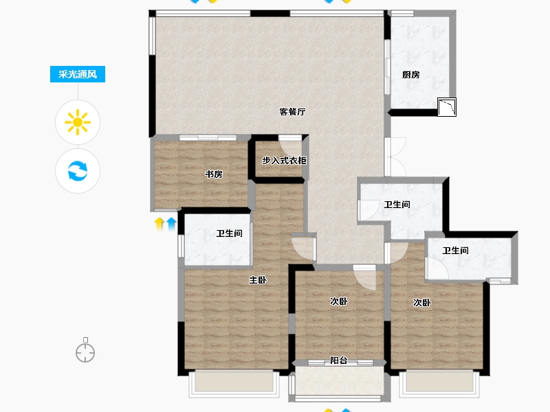 浙江省-宁波市-江山万里七期琅峰-142.00-户型库-采光通风