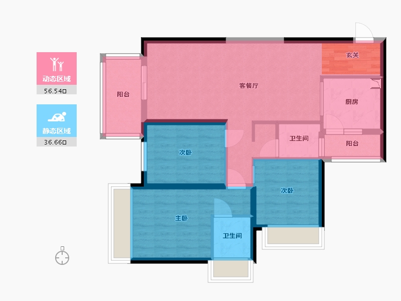 广西壮族自治区-南宁市-天健城天境-82.71-户型库-动静分区