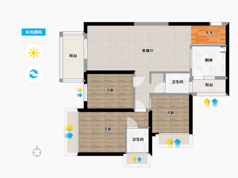 广西壮族自治区-南宁市-天健城天境-82.71-户型库-采光通风