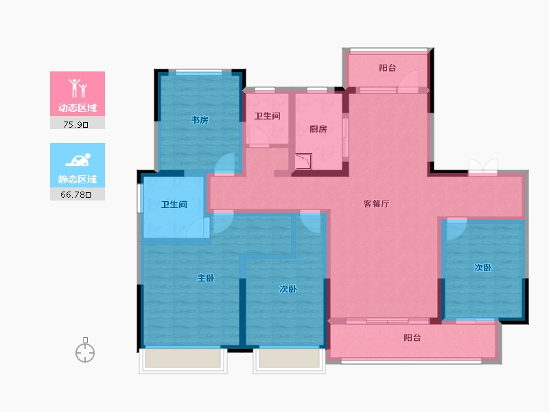 陕西省-榆林市-德通新时代-126.32-户型库-动静分区