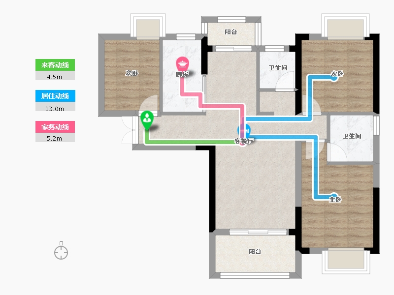 湖北省-武汉市-山海观-75.00-户型库-动静线