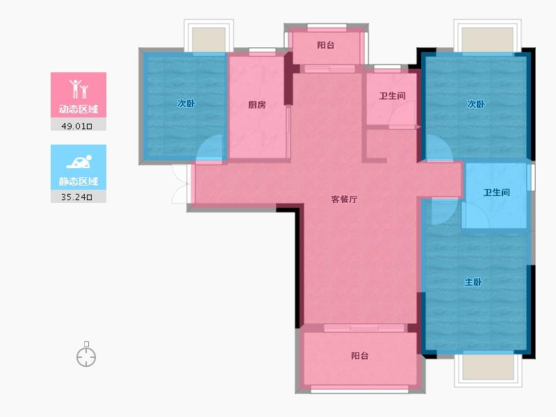 湖北省-武汉市-山海观-75.00-户型库-动静分区