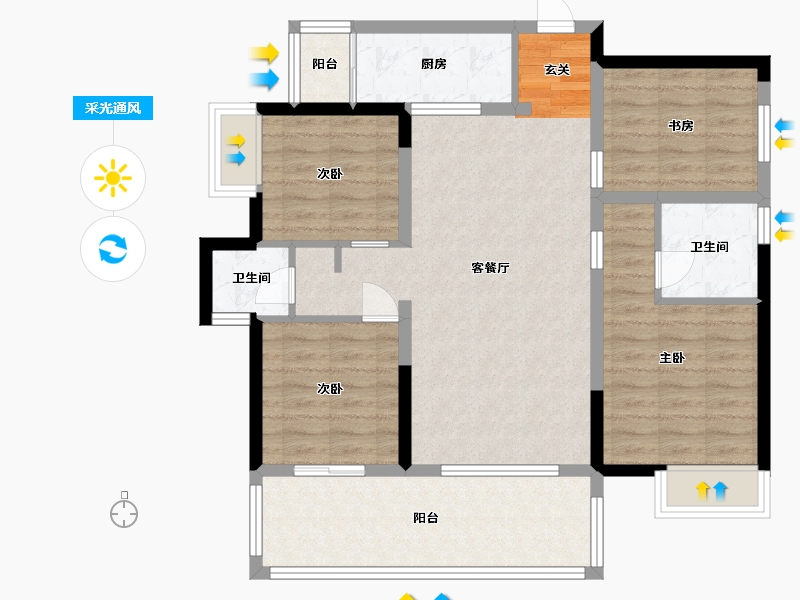 广西壮族自治区-南宁市-彰泰凤岭江湾-94.40-户型库-采光通风