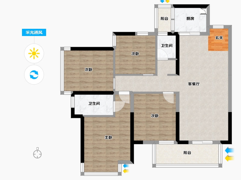 广西壮族自治区-南宁市-天健和府-99.27-户型库-采光通风