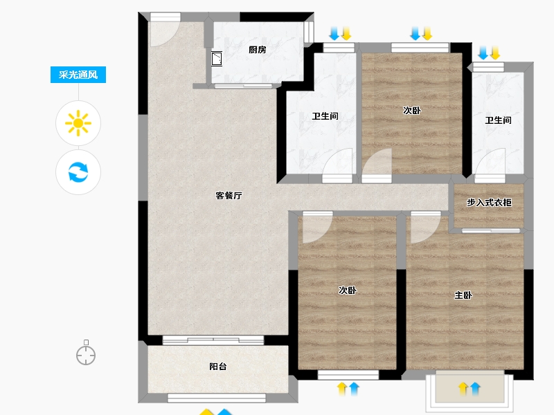 山东省-菏泽市-菏泽绿地新都汇-79.41-户型库-采光通风