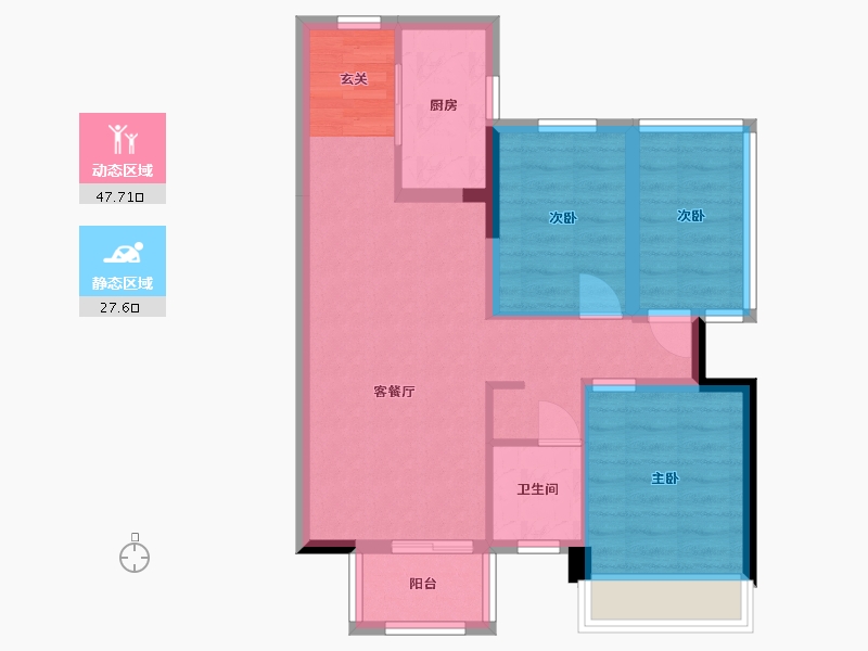 广西壮族自治区-南宁市-招商十里云裳-66.74-户型库-动静分区