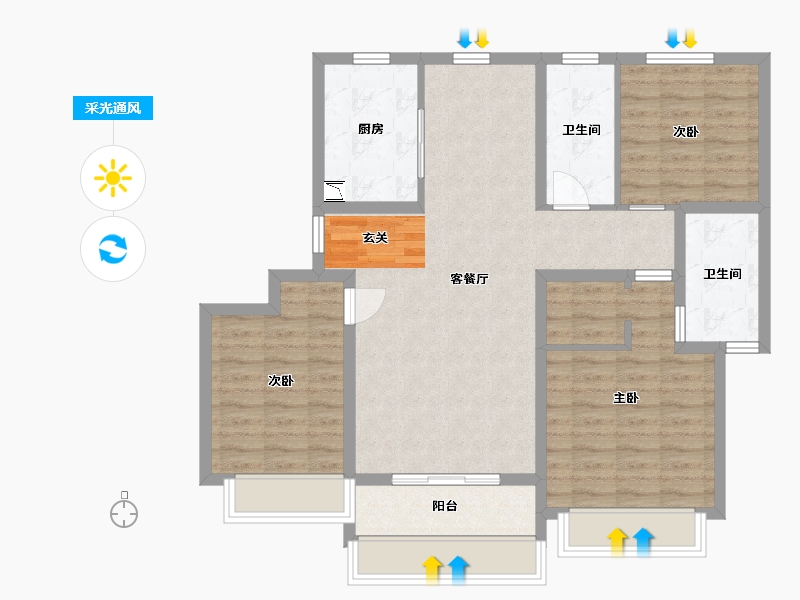 山东省-青岛市-海信文墨里-96.00-户型库-采光通风