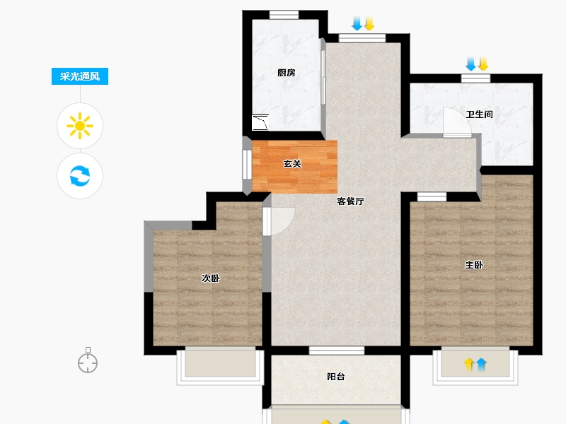 山东省-青岛市-海信文墨里-72.00-户型库-采光通风