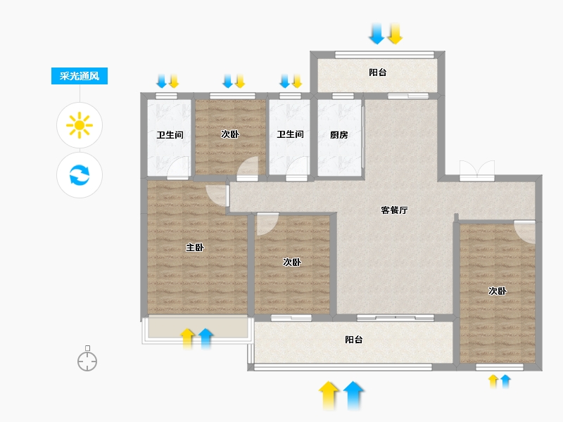 山东省-潍坊市-清河熙华园-118.56-户型库-采光通风