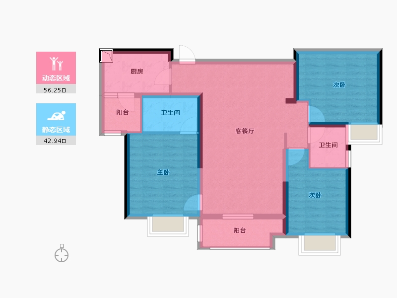 四川省-成都市-金地悦澜道-88.23-户型库-动静分区