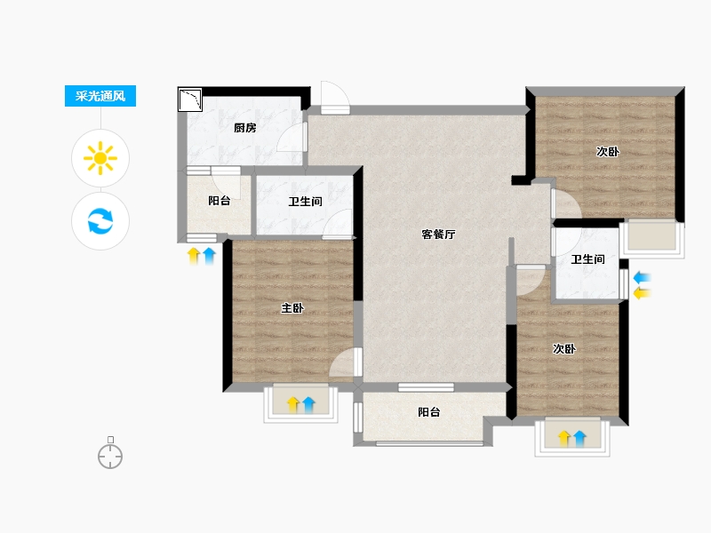 四川省-成都市-金地悦澜道-88.23-户型库-采光通风