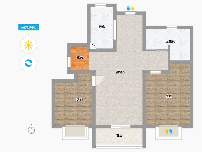 山东省-青岛市-海信文墨里-72.01-户型库-采光通风