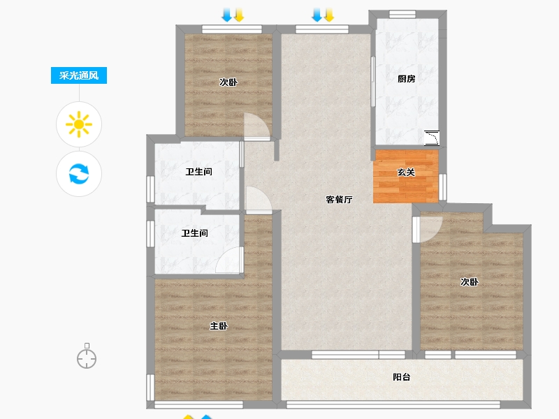 山东省-青岛市-融创・影都壹�-100.02-户型库-采光通风