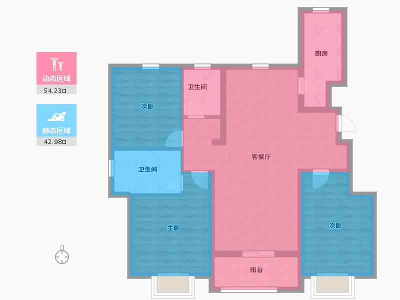 山东省-淄博市-中南紫云集-86.25-户型库-动静分区