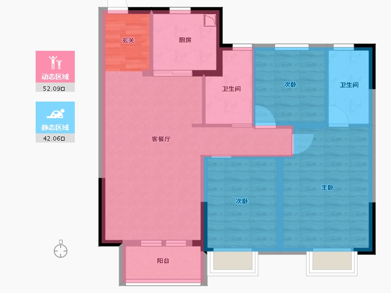 山东省-青岛市-龙湖亿联春江悦茗-84.00-户型库-动静分区