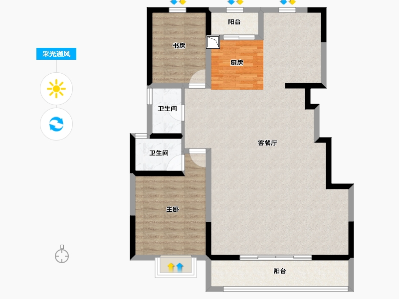 云南省-昆明市-德润香山府-105.19-户型库-采光通风