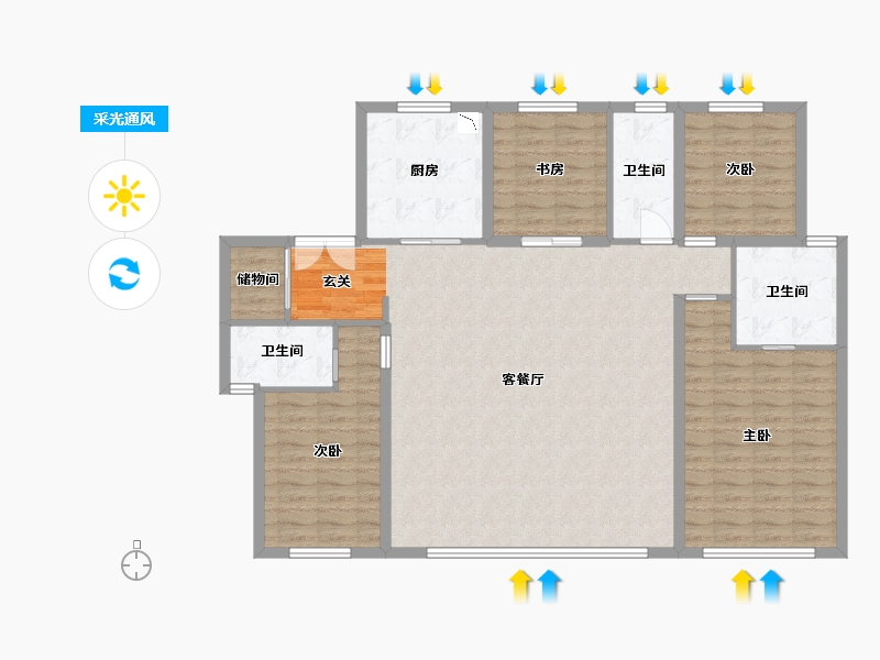 山东省-青岛市-绿地凤栖澜�h-134.98-户型库-采光通风