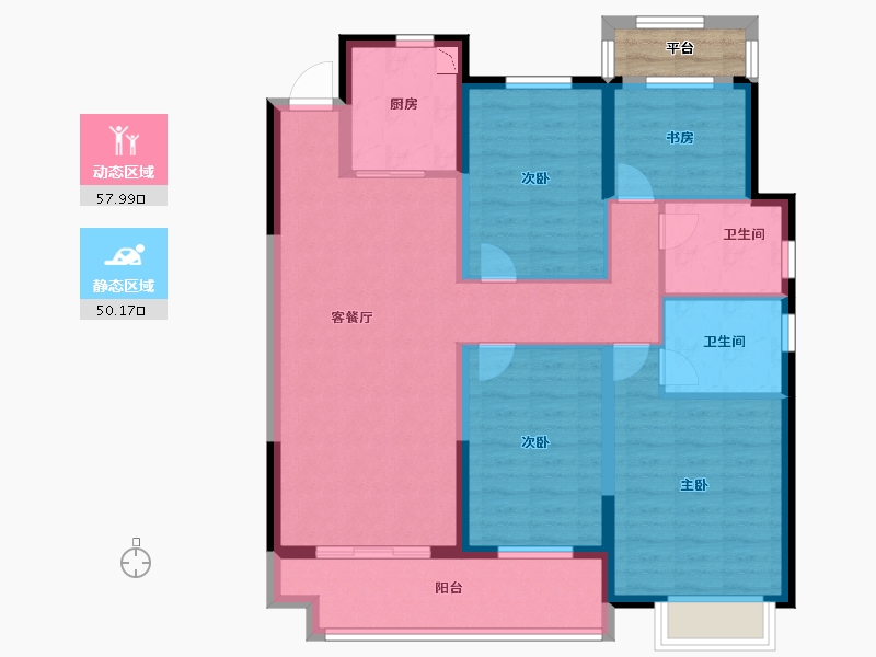 浙江省-金华市-西江悦府-98.71-户型库-动静分区