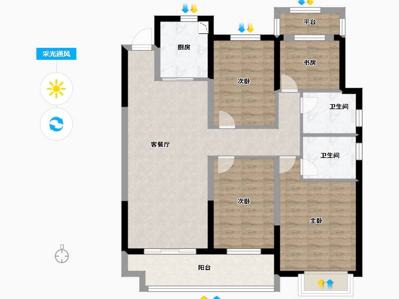 浙江省-金华市-西江悦府-98.71-户型库-采光通风