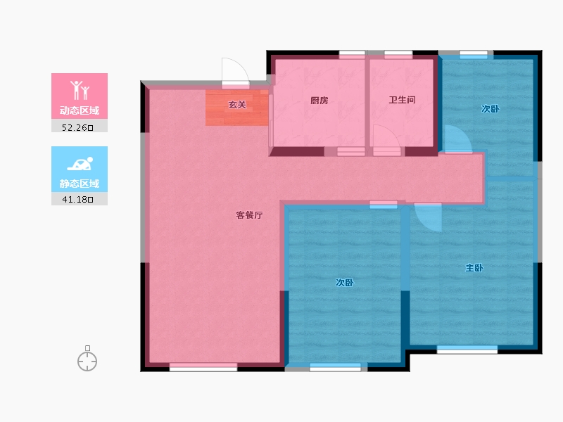 辽宁省-大连市-天下粮仓B区-84.00-户型库-动静分区