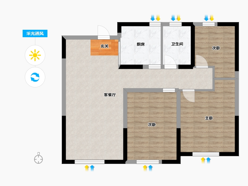 辽宁省-大连市-天下粮仓B区-84.00-户型库-采光通风