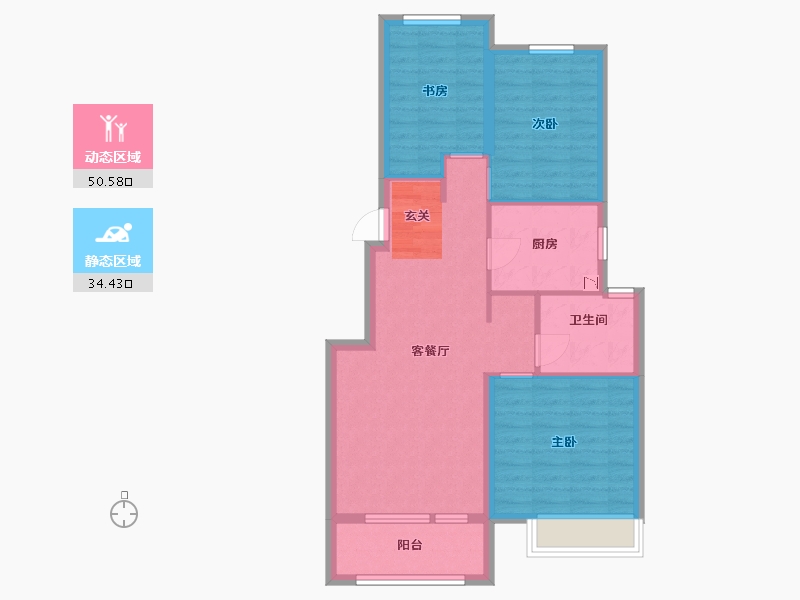 辽宁省-大连市-中海・牧�山-76.00-户型库-动静分区