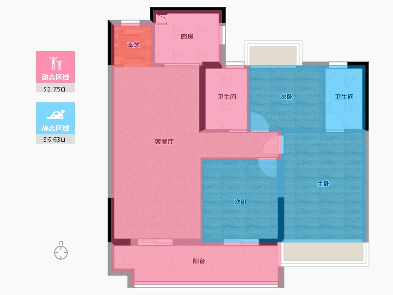 江苏省-南通市-碧桂园・桃李江山-80.00-户型库-动静分区