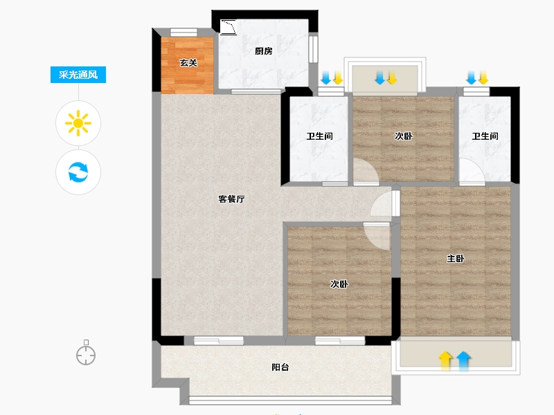 江苏省-南通市-碧桂园・桃李江山-80.00-户型库-采光通风