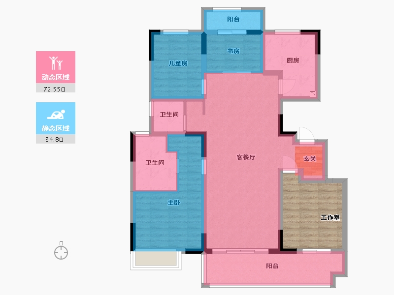 江苏省-南通市-海门绿地长滩-106.40-户型库-动静分区