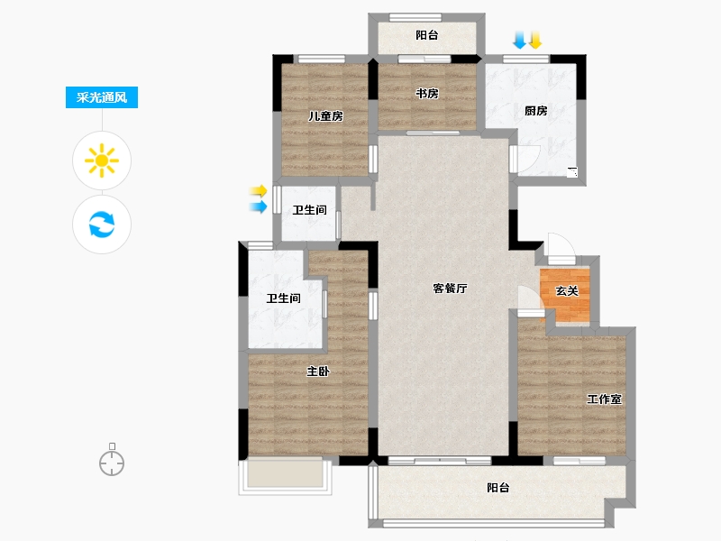 江苏省-南通市-海门绿地长滩-106.40-户型库-采光通风