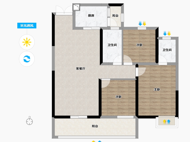 湖南省-怀化市-滨江一号-100.12-户型库-采光通风