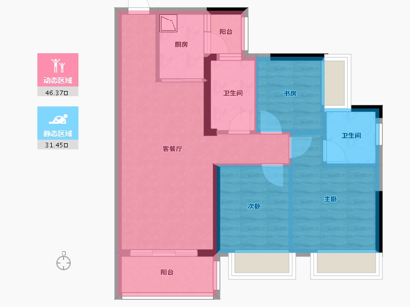 广西壮族自治区-贵港市-奥园顾荣幸福里-68.83-户型库-动静分区