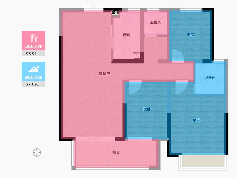 河南省-驻马店市-建业尊府-83.84-户型库-动静分区