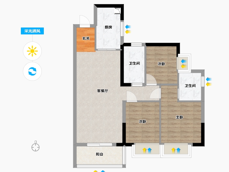 广东省-东莞市-万象连城-73.20-户型库-采光通风