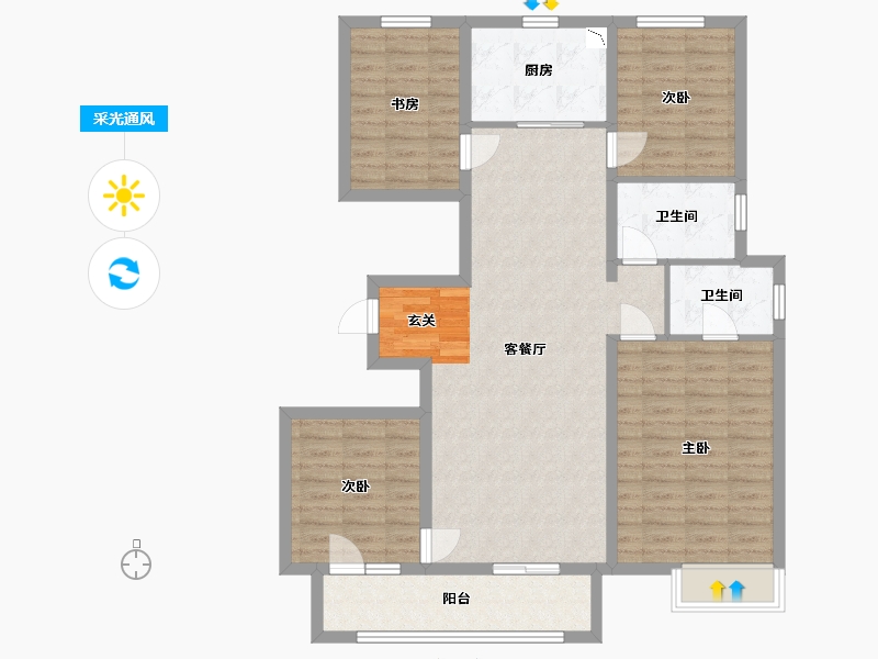 河北省-石家庄市-海亮德文郡-106.70-户型库-采光通风