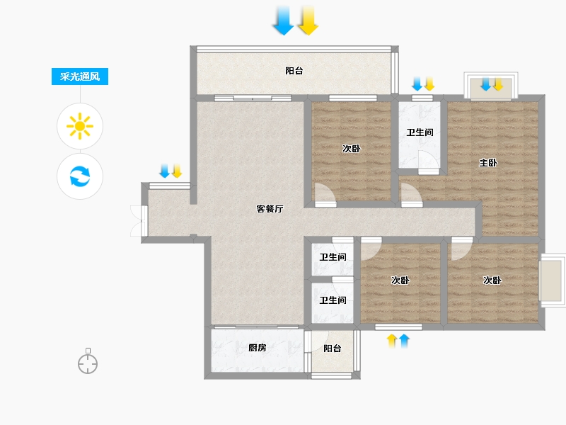 广西壮族自治区-玉林市-阳光新城-116.91-户型库-采光通风