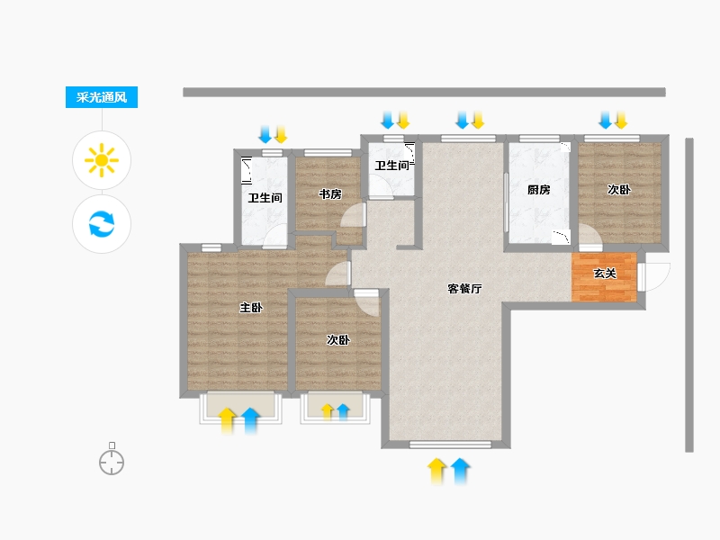 甘肃省-兰州市-万科璞悦臻园-97.34-户型库-采光通风