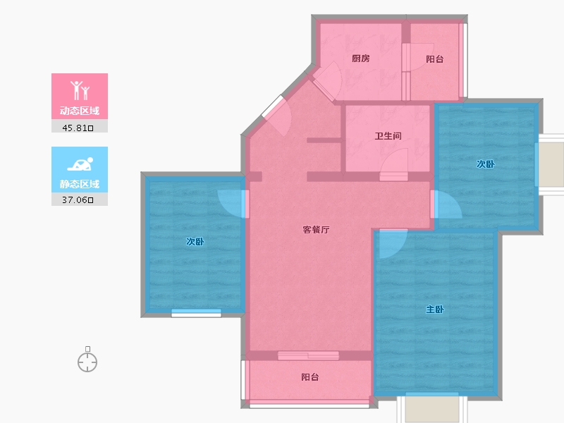 北京-北京市-郁花园一里-73.71-户型库-动静分区