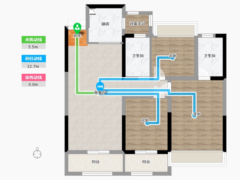 江苏省-扬州市-绿地健康城-94.41-户型库-动静线