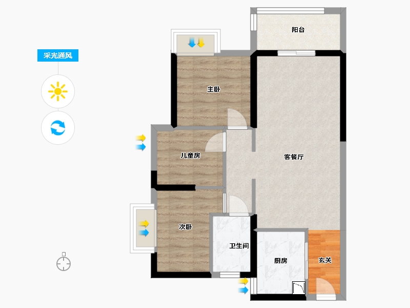 广东省-惠州市-海伦悦山居-66.30-户型库-采光通风