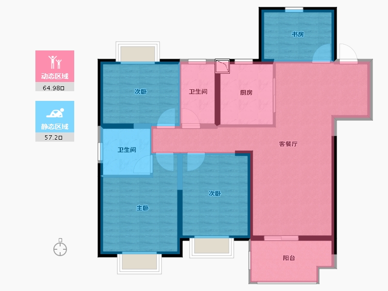 江苏省-无锡市-长泰国际社区-110.00-户型库-动静分区