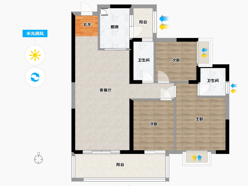 广东省-惠州市-华洪・明珠花园-91.79-户型库-采光通风