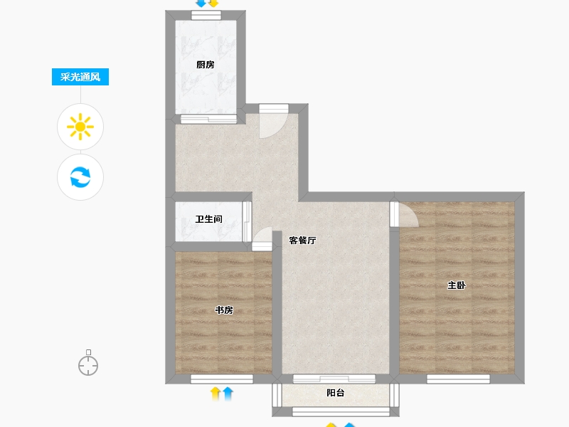 北京-北京市-太平桥西里-53.52-户型库-采光通风