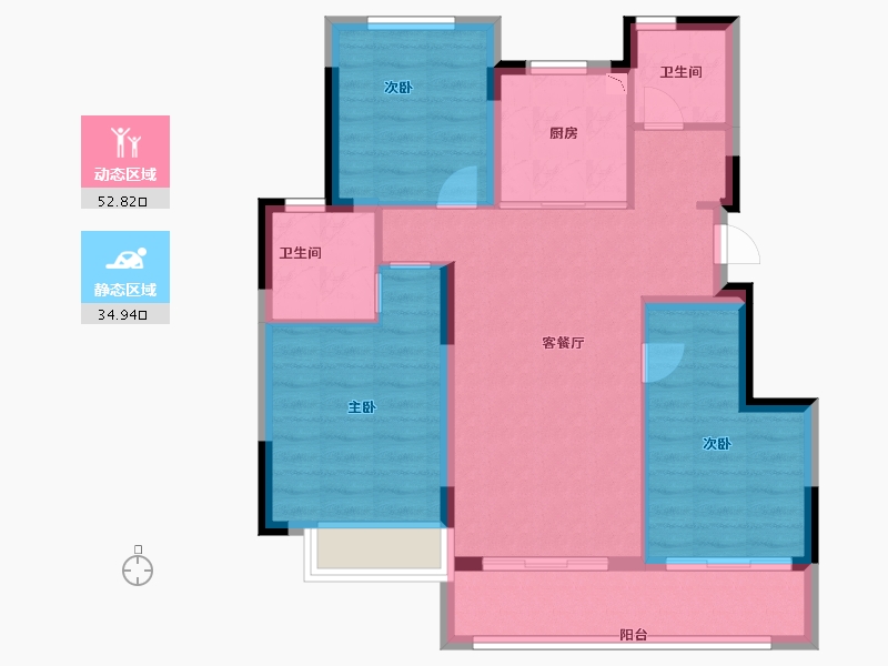 浙江省-金华市-观澜江境-78.40-户型库-动静分区