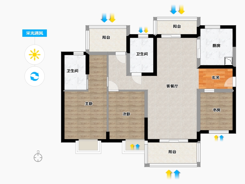 广东省-惠州市-保利天汇-100.00-户型库-采光通风