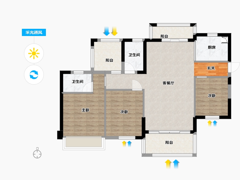 广东省-惠州市-威华水悦华府-89.65-户型库-采光通风