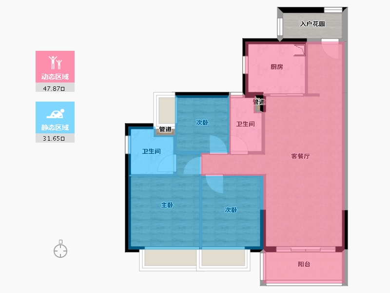 广东省-广州市-时代印记-74.78-户型库-动静分区