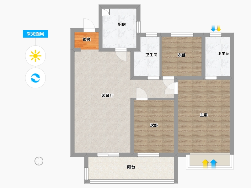 江苏省-扬州市-中信泰富锦辰-88.00-户型库-采光通风